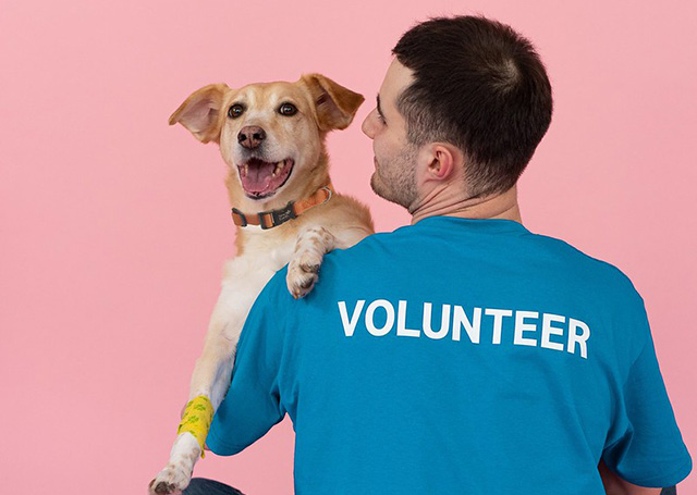 Volunteer with dog
